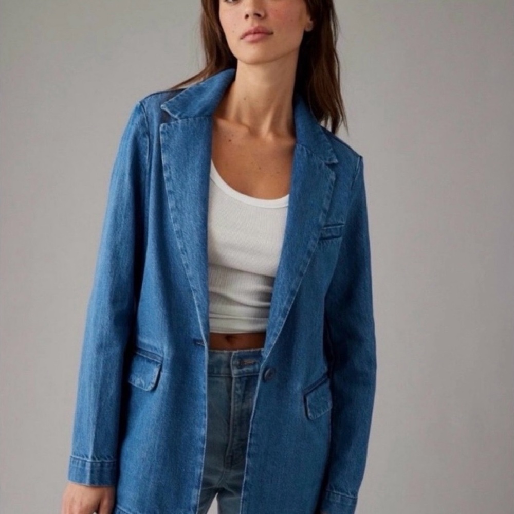 NWOT AE American Eagle oversized denim blazer jacket